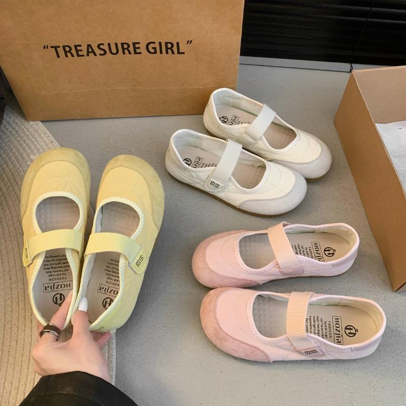 Yellow retro women's spring new soft-soled thick-soled Mary Jane shoes breathable sneakers