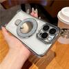 Luxury Plating Flash Mirror Clean Frame Bracket Stand Phone Case For iPhone 11 13 14 15 Plus 16E 16Pro Max Lens Protective Cover