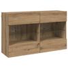 TV Wall Shelf Set with LED 6 pcs Artisan Oak Wood Based Material