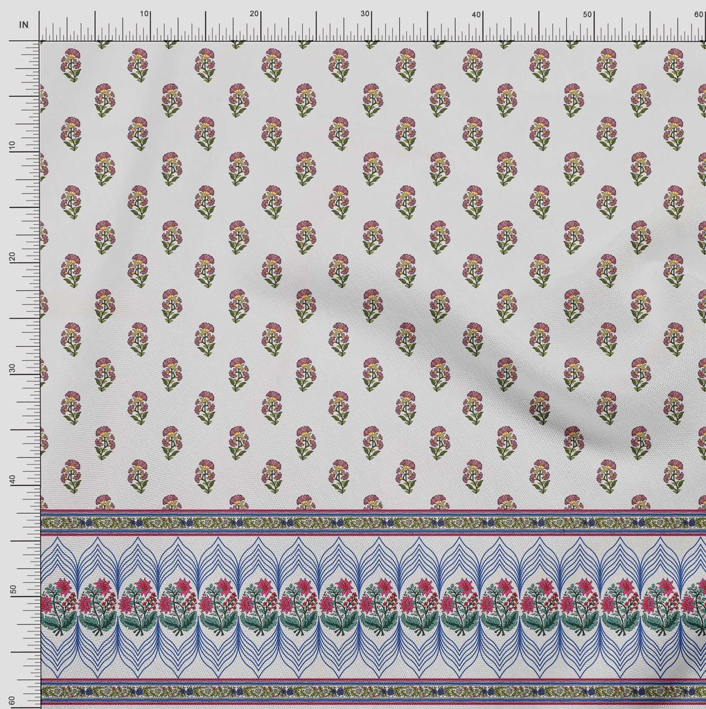 Soimoi Japanischer Krepp-Satinstoff, gestreift, Blätter und Blumen, bedruckt, Meterware, 107 cm