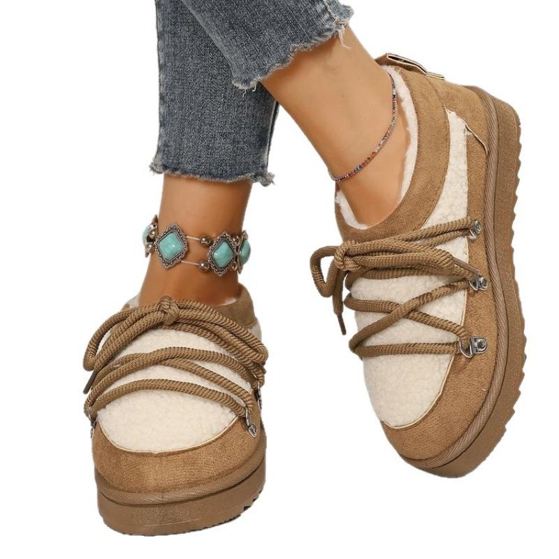 Autumn and winter new large-size thick-soled snow boots for women, piled and thickened cotton shoes for women