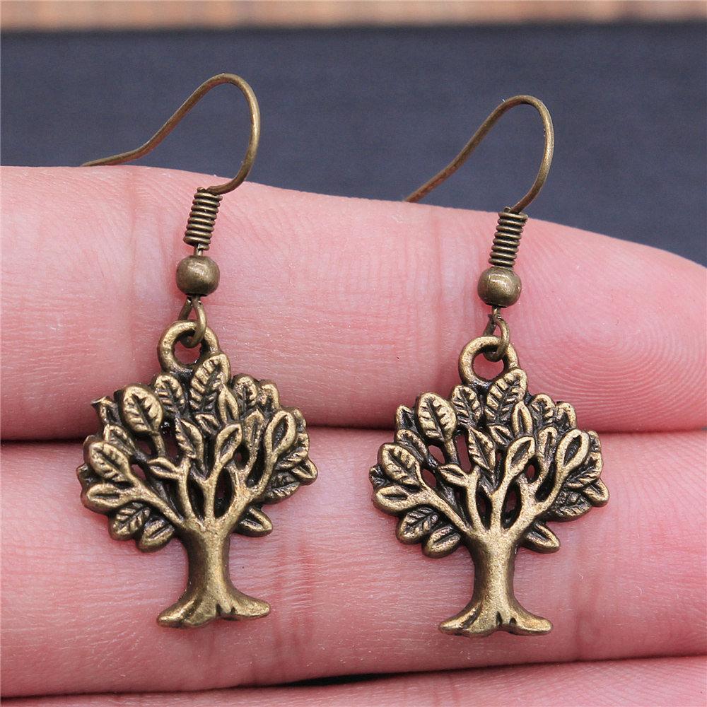 1 Pair Silver Plated Drop Earrings Women Hollow Out Tree Of Life Pattern Round Earring Moda Mujer Jewelry Fashion Pendientes