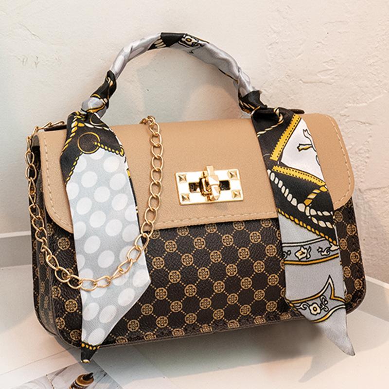 Women's Bag Spring New Street Trend Shoulder Bag Fashion Printed Silk Scarf Oblique Span Bag One Piece