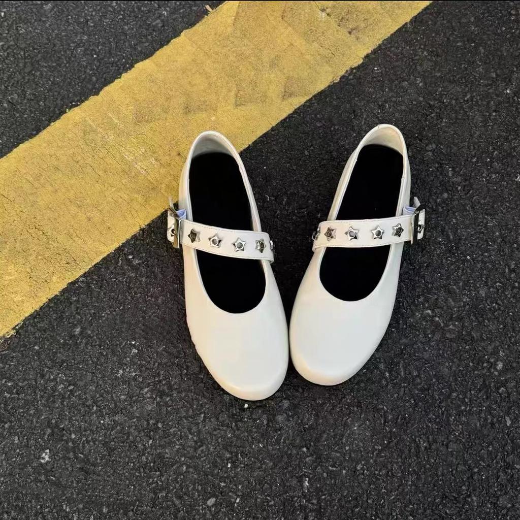 Meow Meow Retro Word with Mary Jane Shoes Women's Inner Height Ballet Shoes Single Shoes