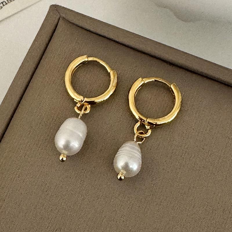 Серьги-кольца PONYKISS из тибетского серебра с пресноводным жемчугом для женщин. Классический геометрический, минималистичный аксессуар.