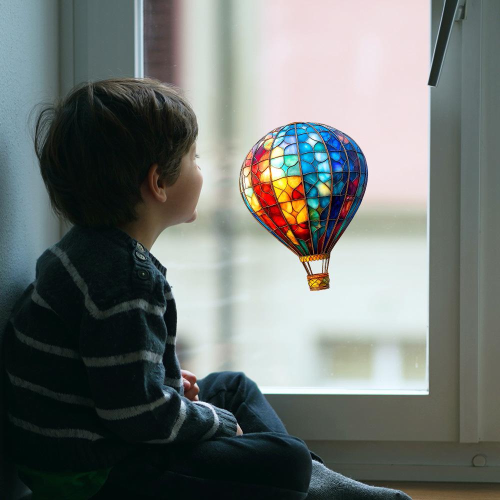 Cartoon-painted Hot Air Balloon Glass Window Home Beautification and Decoration Static Electricity Window Stickers