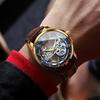 OLEVS Mechanical Automatic Manual Winding Watch with Clear Skeleton Leather Fashionable and Stylish Leather Watch with Luminous Waterproof and