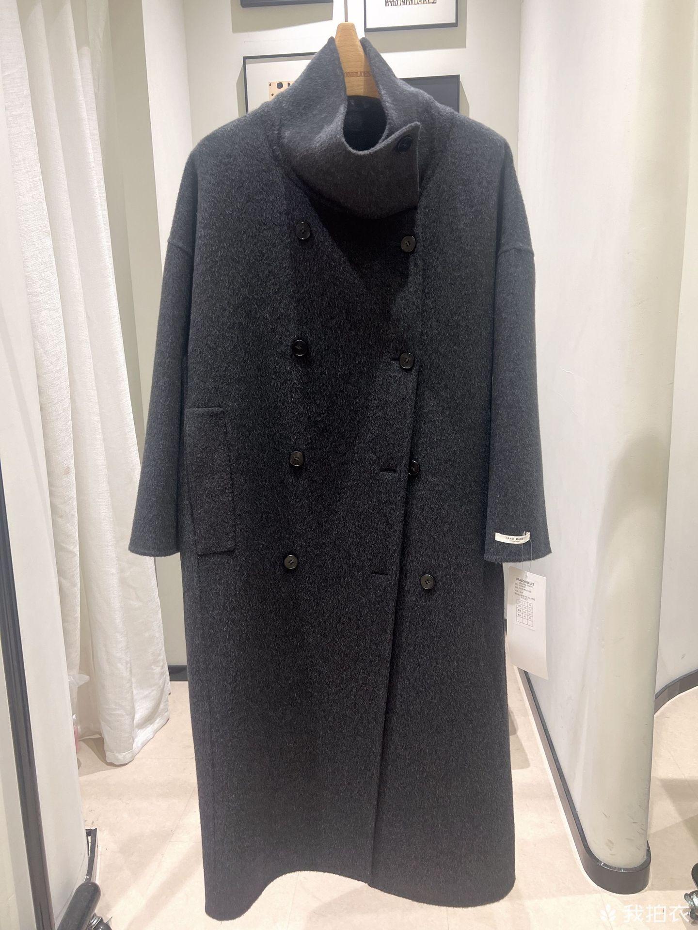 

Новое двустороннее кашемировое пальто с воротником-стойкой для женщин, свободное, высококлассное, двубортное шерстяное пальто для осени и зимы M