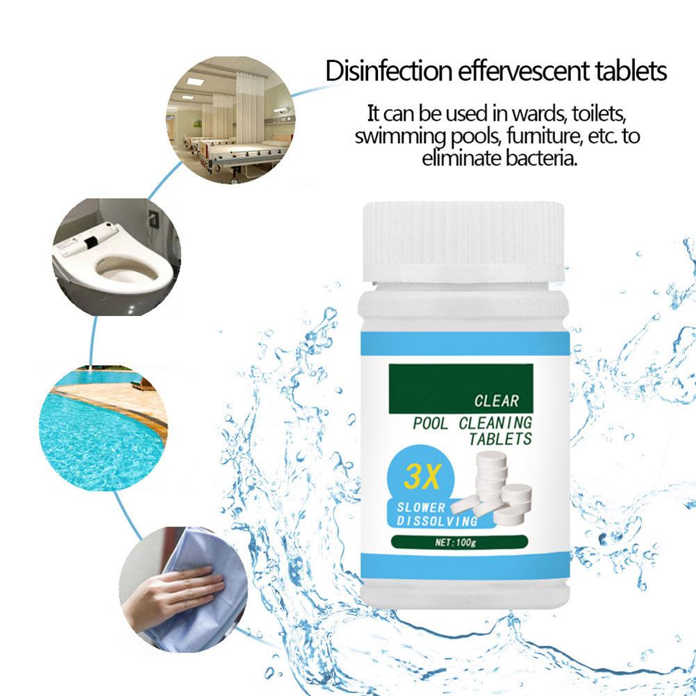 Pool Effervescent Tablets Swimming Pool Chlorine Tablet with Floating Chlorine Dispenser Box for Home Pool Tubs Spas