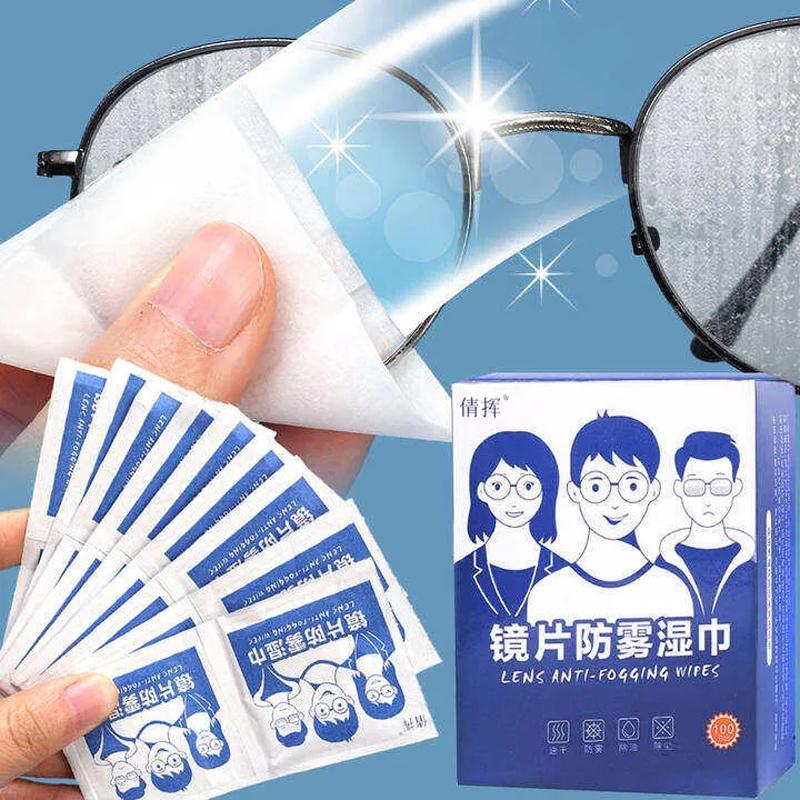 100Pcs Disposable Eyeglass Cleaning Pads Traceless Quick Drying Mobile Phone Screen Wipes Remove Oil Dust Removal