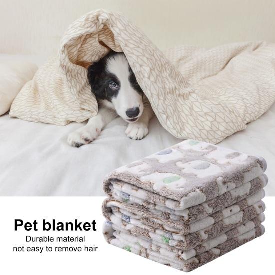 Pet Winter Blanket Super Soft Elephant Pattern Cozy Coral Fleece Cartoon Style Washable Dog Puppy Cat Throw Cage Sleeping Blanket