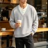 Men's Casual V-Neck Two-Piece Sweatshirt, Loose Fit Pullover for Spring Fall
