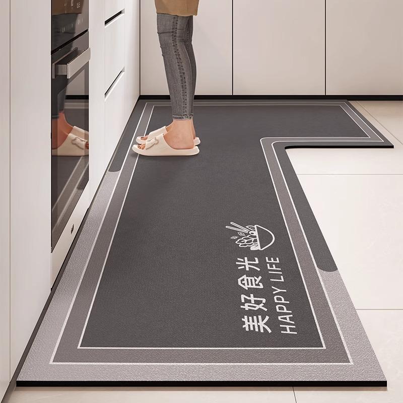 L-shaped Diatom Mud Easy To Clean Foot Pad High-quality Dirt-resistant Anti-slip Pad Household Water-absorbent Oil-absorbent Floor Mat