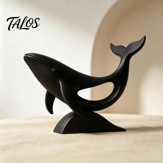 Healing Ocean Style Art Minimalist Hollow Whale Figurine, 3D Printed Matte Animal Sculpture for Unique Housewarming Gifts Home Office Desk Decor,