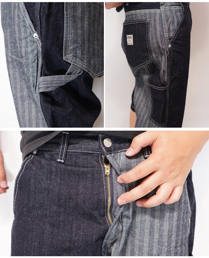 Kojima Jeans Indigo Made in Denim Shorts RNB-1377 Herringbone-36 Multi-Combo Work/Painter Pants, Japan, One-Wash