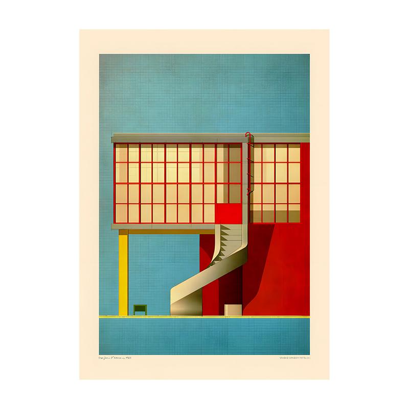 Vintage Bauhaus Residential Composition Poster Print Classic Canvas Painting Abstract Wall Art Picture for Home Decoration