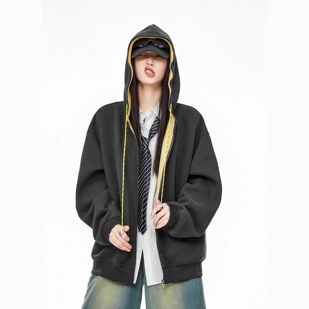 Men's Retro Color-Block Patchwork Hooded Cardigan - Casual Autumn Sweatshirt