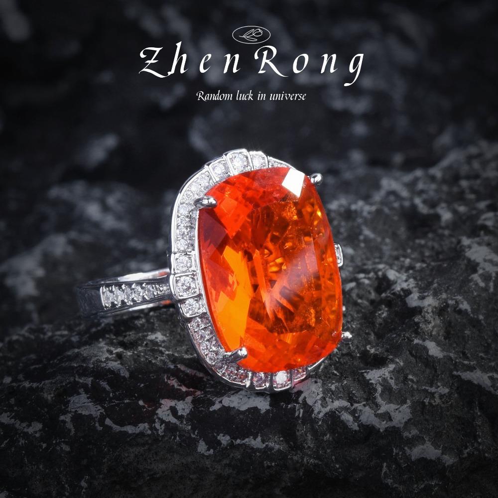 Women Jewelry Set Luxury Vintage Orange Gemstone Necklace Earrings Ring with Pendant Heavy Duty Design