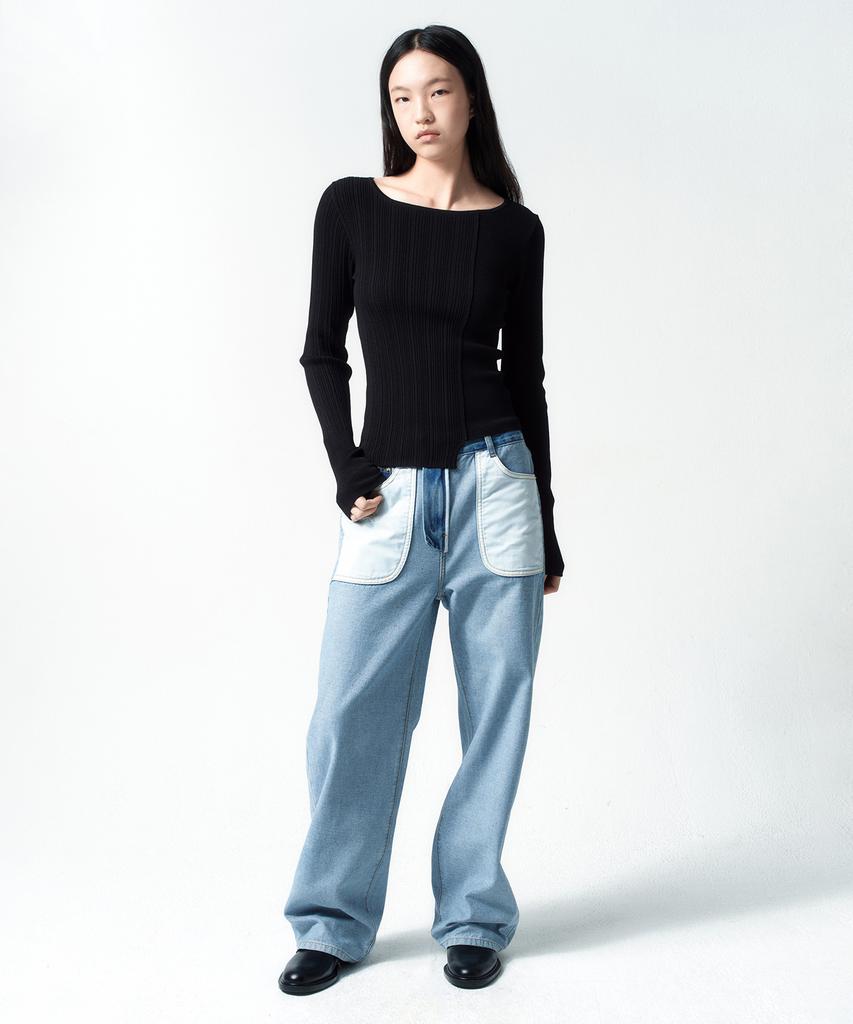 INSILENCE WOMEN Reverse Straight Denim Blue