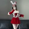Sexy lingerie christmas robe babes bunny velvet bow sexy tube top dress pure desire