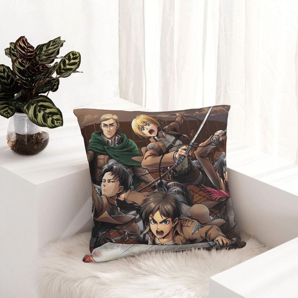 Attack On Titan Pillow Case Anime Cushion Covers Custom Zippered Decorative Pillowcover For Car 18"