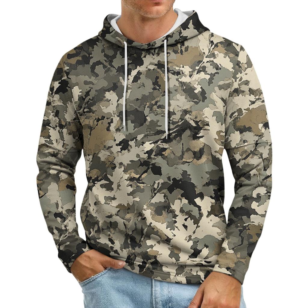 Men's Loose-fitting Casual Camouflage Print Hooded Sweatshirt