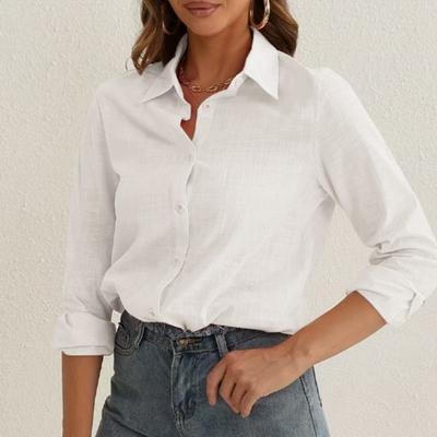 Europe and the United States 2025 New Shirt Simple Loose Top Long-sleeved Fashion Lapel Commuter Casual Women's Clothing