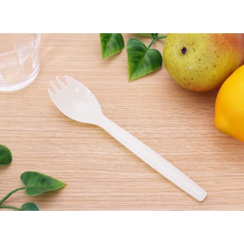 Yamato Bussan "Commercial Use" Business Prosperity Bag of 16cm Sporks, Pack of 100, Ivory