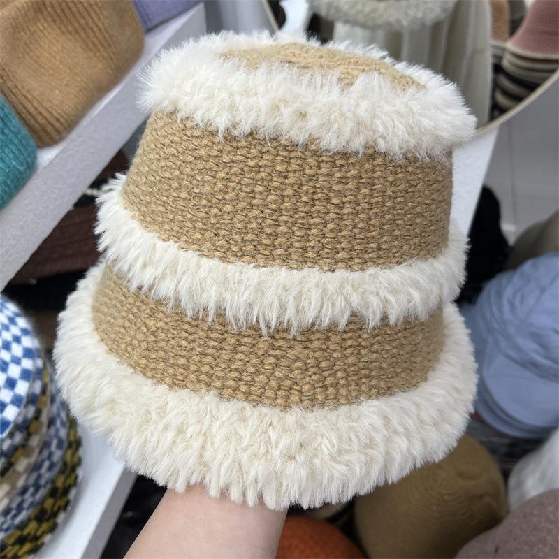 Design Wollmütze Winter verdickt warm Ohrenschutz Plüsch Strickmütze zeigt Gesicht klein Fischerhut Kinder