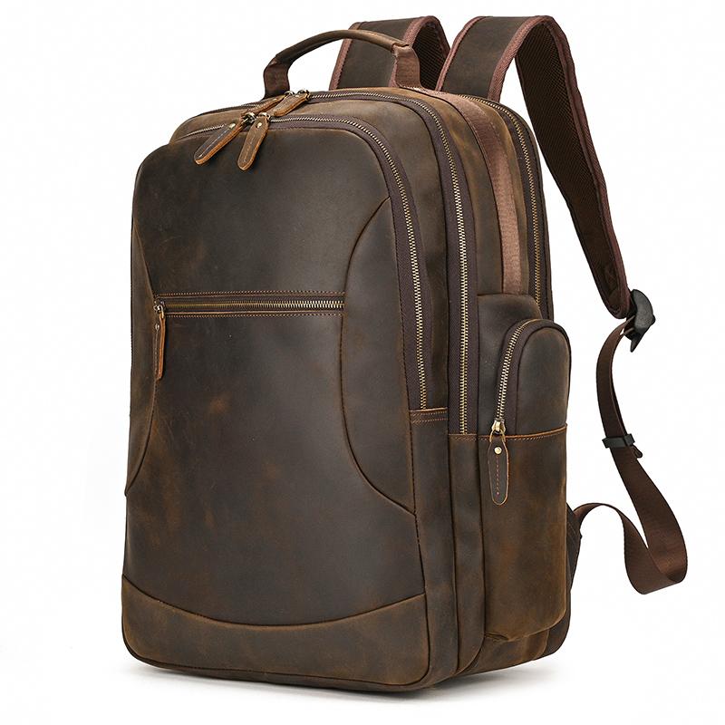 

Double Layer Leather Backpack of men male large capacity travel bag men bagpack usb charging usb connector leather laptop bag