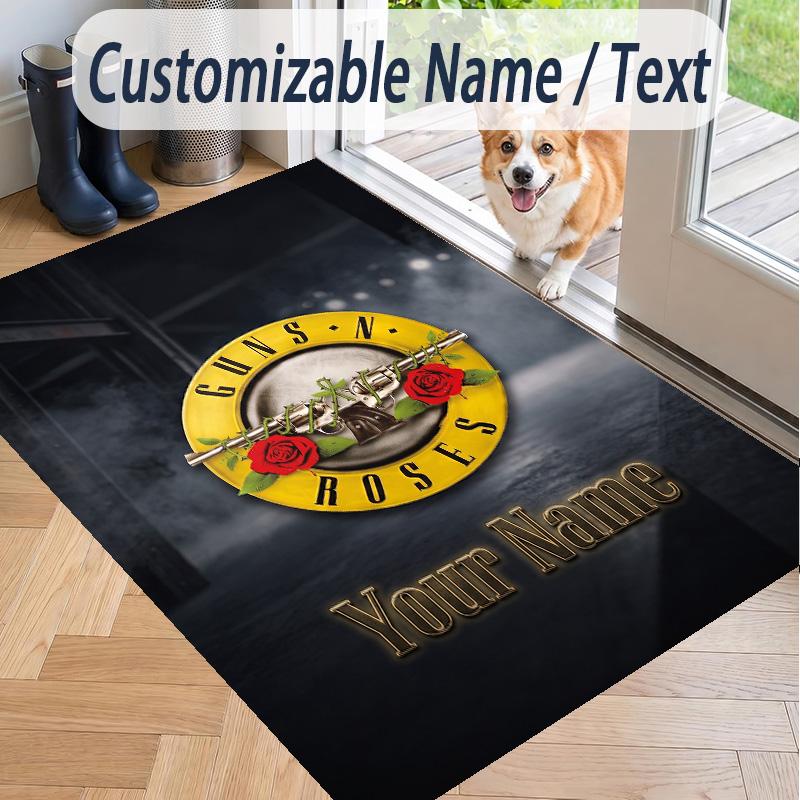 Custom Text Printed Rug Guns N’ Roses Non Slip Floor Carpet For Home Room Decor