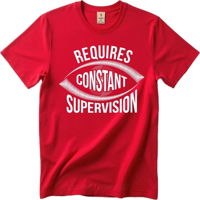 Minimalist Women Summer T Shirt Requires Constant Supervision Eye Pattern Short Sleeve Printed Crew Neck For Men Top Tees S