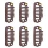 50pcs 8 Tips 8 Teeth Snap Comb Wig Clips Stainless Steel Snap Clips with Rubber Hair Grips for Hair Extension Wigs Brown
