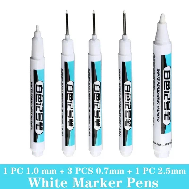 1/3/5 PCS White Paint Markers Pens Oily Waterproof Plastic Large Capacity White Marker School Supplies Stationery 0.7/1.0/2.5mm