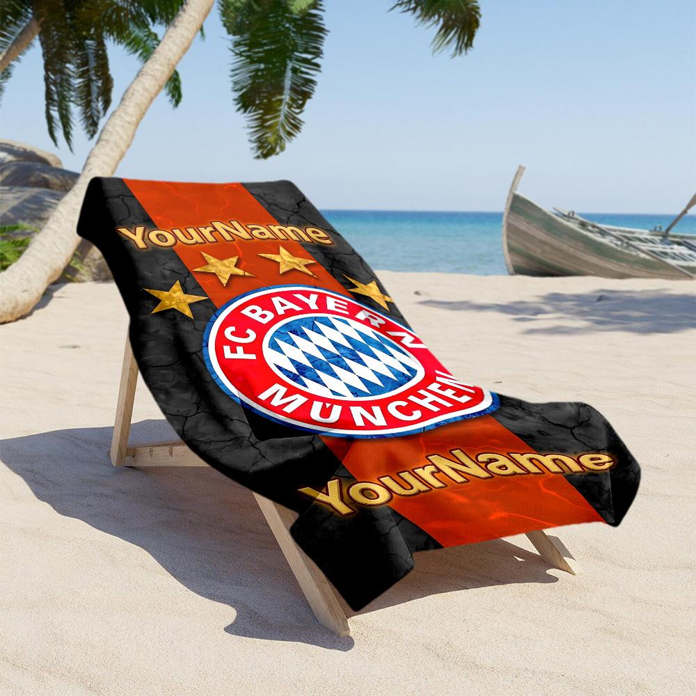 Bayern Munich Customize Your Name Beach Towel Soft Durable Quick-Dry Perfect for Traveling Yoga Camping and Swimming