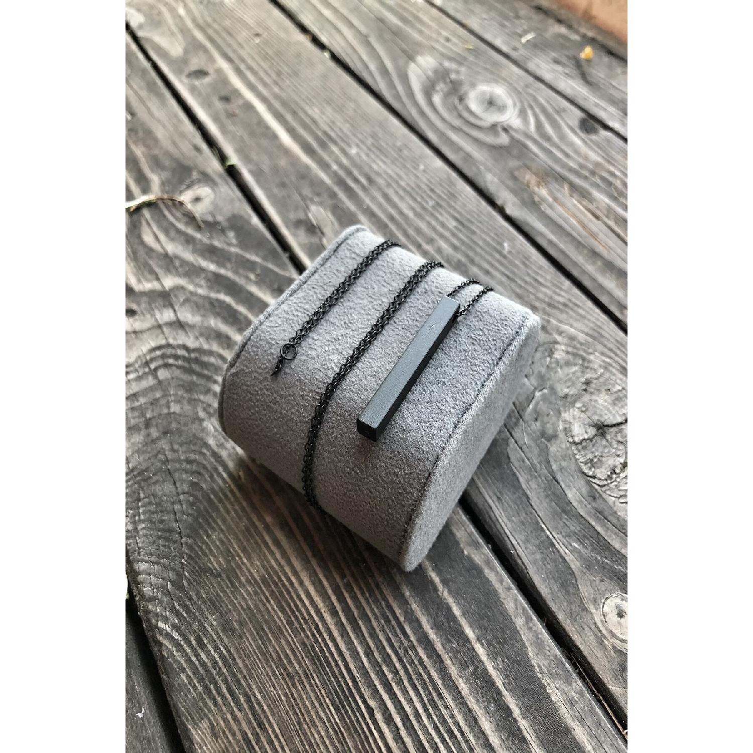 

Unisex Matte Black Bar Stick Cut Chain Necklace чорний