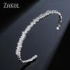 ZAKOL Fashion Cubic Zirconia Cuff Bangles for Women Trendy Baguette Men Open Bracelet Party Jewelry B154