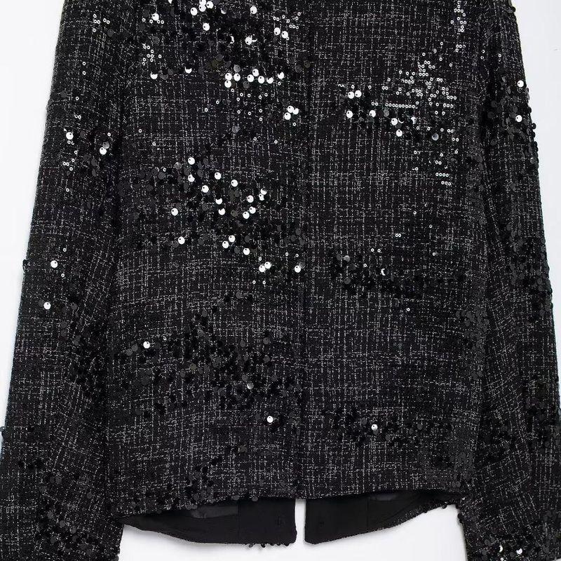 Kaslead New Arrival Women's Clothing Fashion Style Stylish Simple and Versatile Sequin Woolen Drill Buckle Outwear