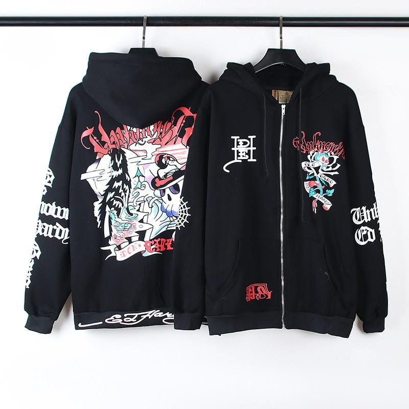 Skull 3D Print Zip-Up Hoodie Men Women Casual Hip Hop Loose Fit Sweatshirt