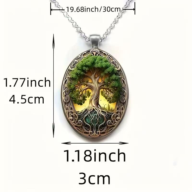 Bohemian Tree Glass Pendant Necklace