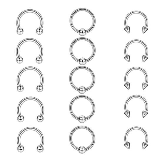 60 Stück Unisex Edelstahl Lippen Nagel Augenbrauen Stecker Nasenring Piercing Mischset