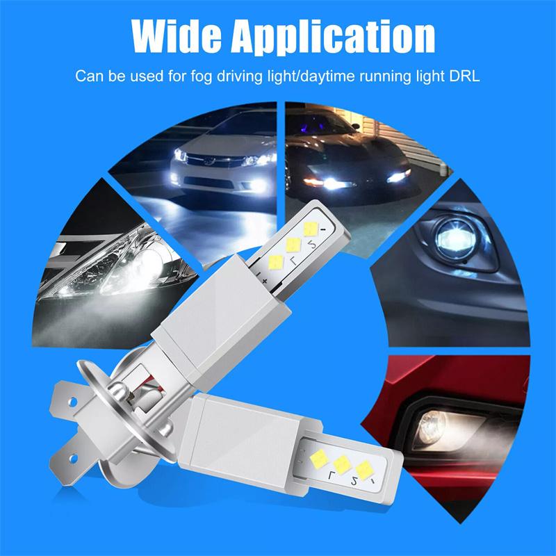 2Pcs 2000Lm H1 Led Headlight Bulb Car Head Fog Light 6000K White 12V-24V Super Bright,Plug And Play Fanless