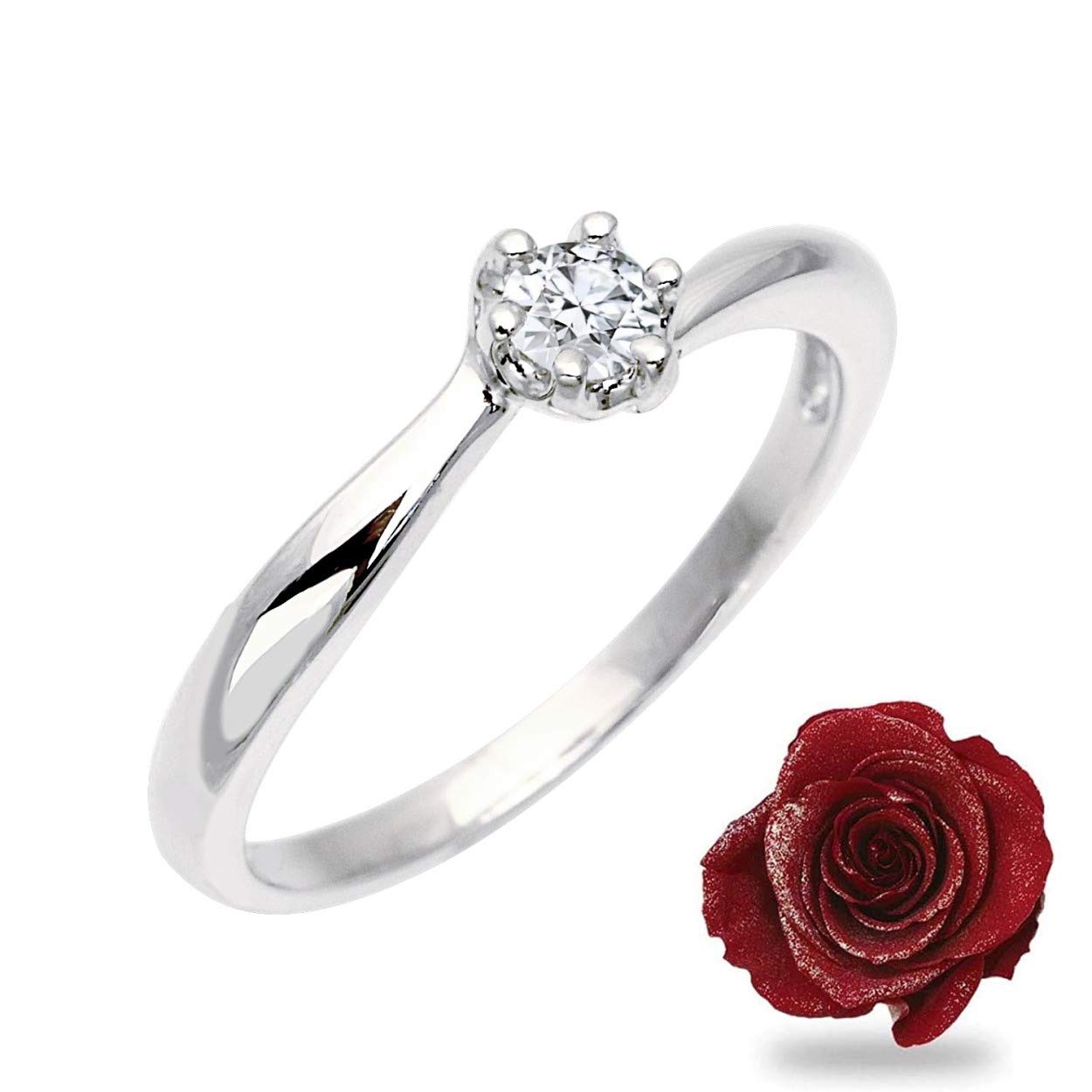

Sears Silver Cubic Engagement Preserved Flower Diamond Trinket Size Ring, Zirconia, Proposal, Ring, Rose, Rose, Box, 7, g-56-1218-31-07