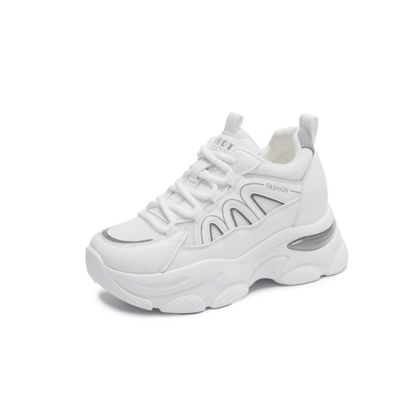 Sneakers women's summer new mesh breathable versatile little white shoes small inner height increase thick-soled dad shoes