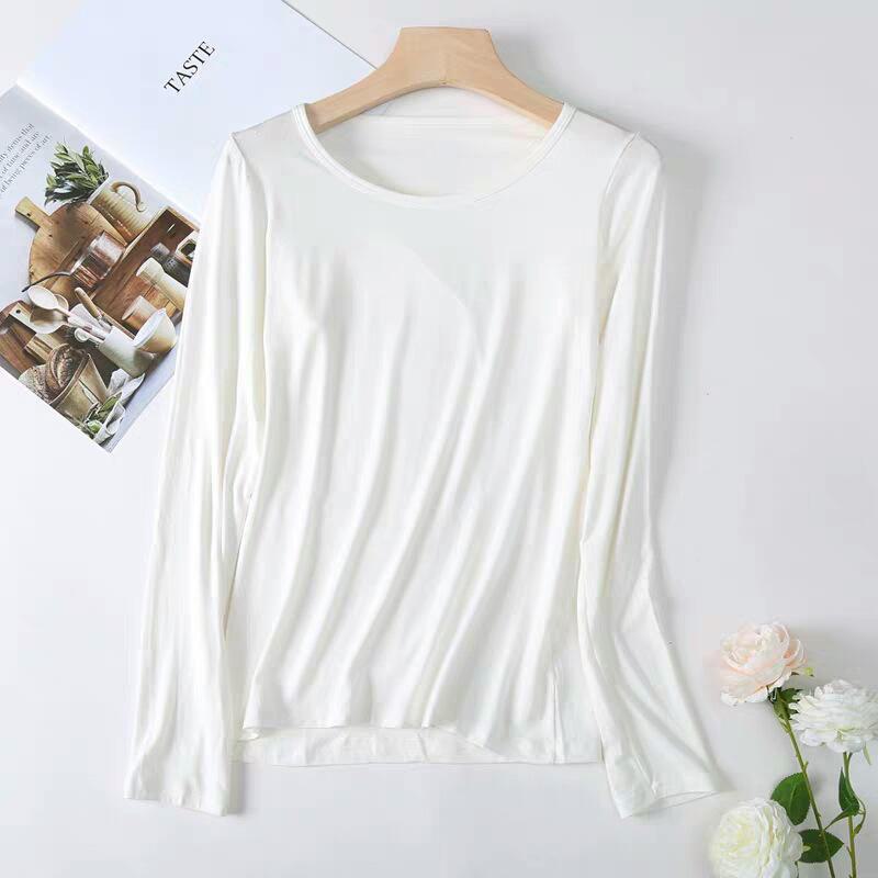 

Женские облегающие топы с круглым вырезом и длинным рукавом, эластичные, увлажняющие, для осени и зимы One size белый