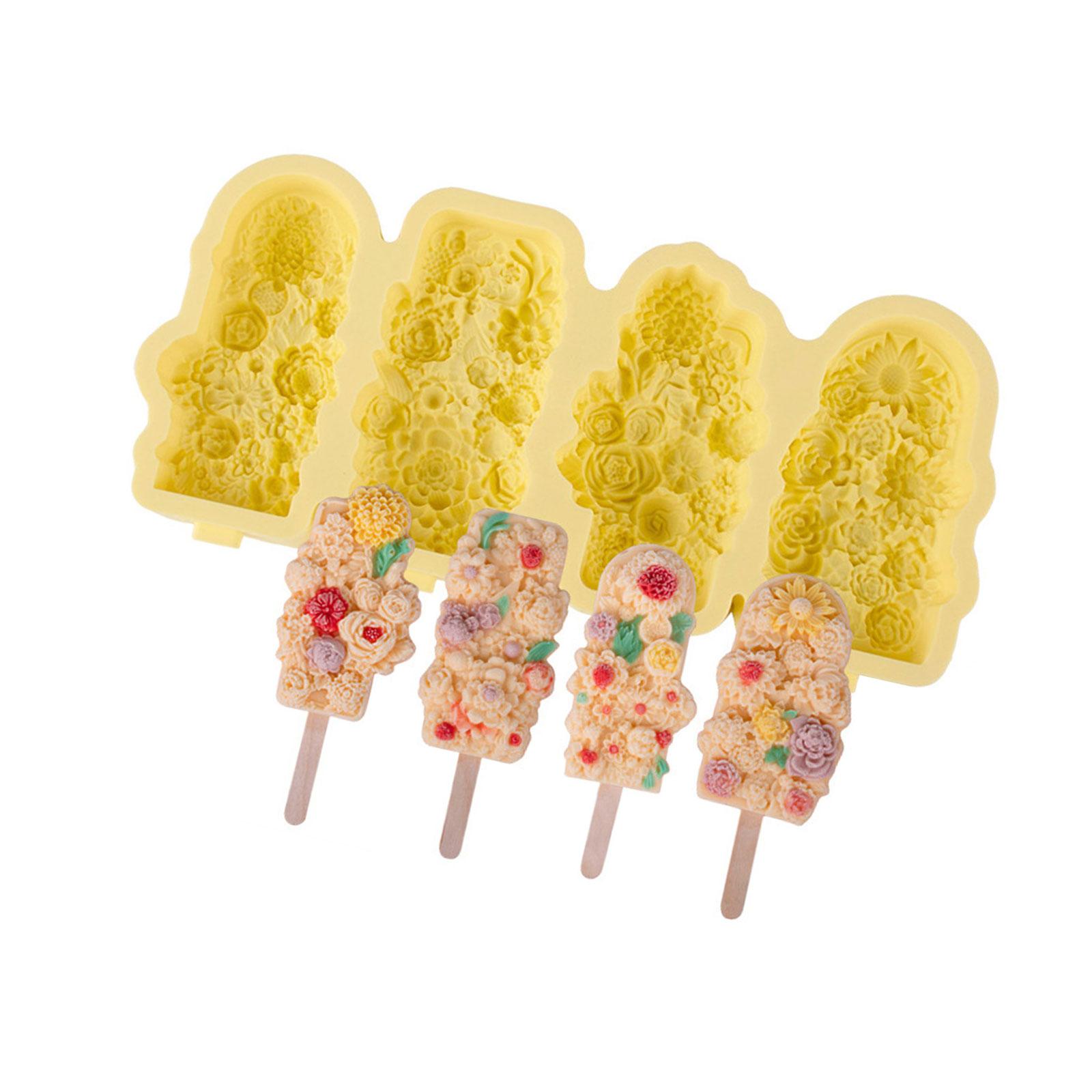 

Силиконовые формы для эскимо 4 ячейки форма цветка форма для мороженого морозильники форма для льда форма для торта конфетная форма антипригарная жёлтый