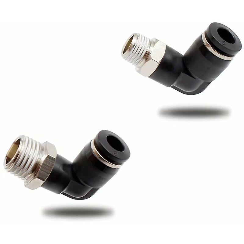 6 Pieces Pneumatic Connectors, Male Thread Quick Fittings, Black Pneumatic Elbow Connector, Suitable for DIY Tools (6mm, 1/8")