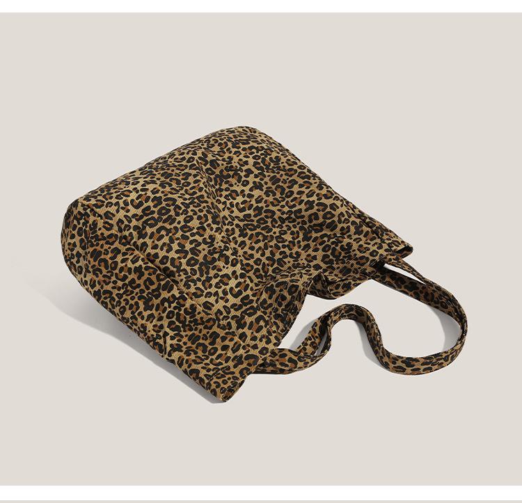 Leopard Print Canvas Shoulder Bag for Women - 2025 Trendy Large Capacity Tote