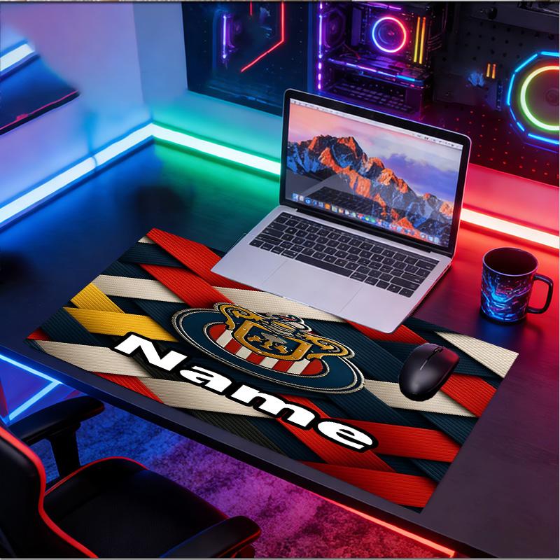Kişiye Özel İsimli Club Deportivo Guadalajara Desenli Mouse Pad, Dizüstü Bilgisayar Masa Matı, Ev İçin Dekoratif Masa Matı Klavye Altlığı Hediye