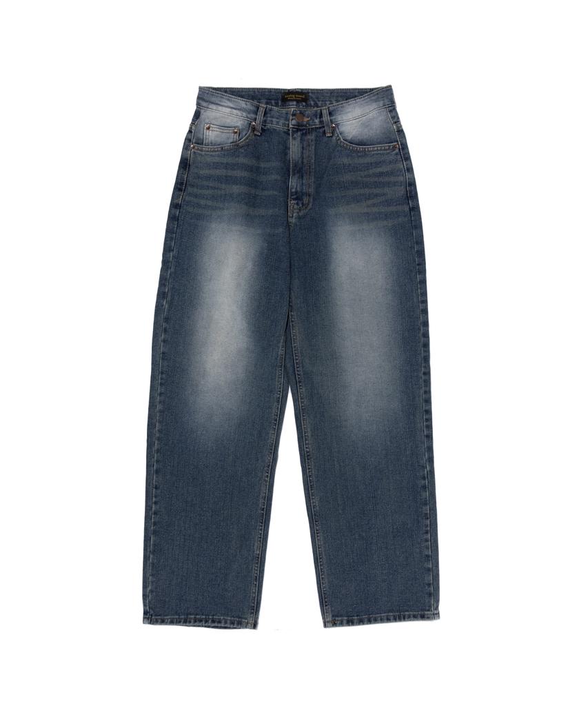 ANALOG MOOD Cat Sand Washed Wide Denim Pants (Medium Blue)